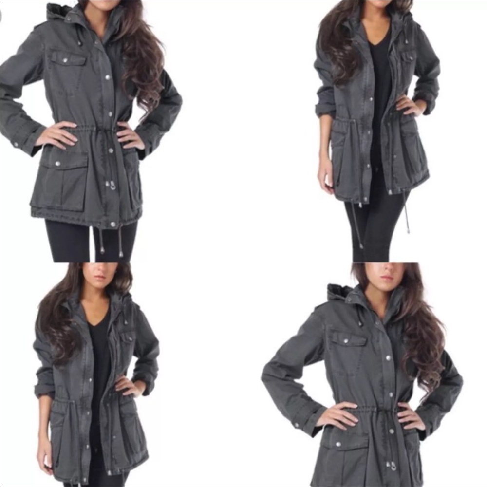 Buffalo by David Bitton charcoal blue anorak Large